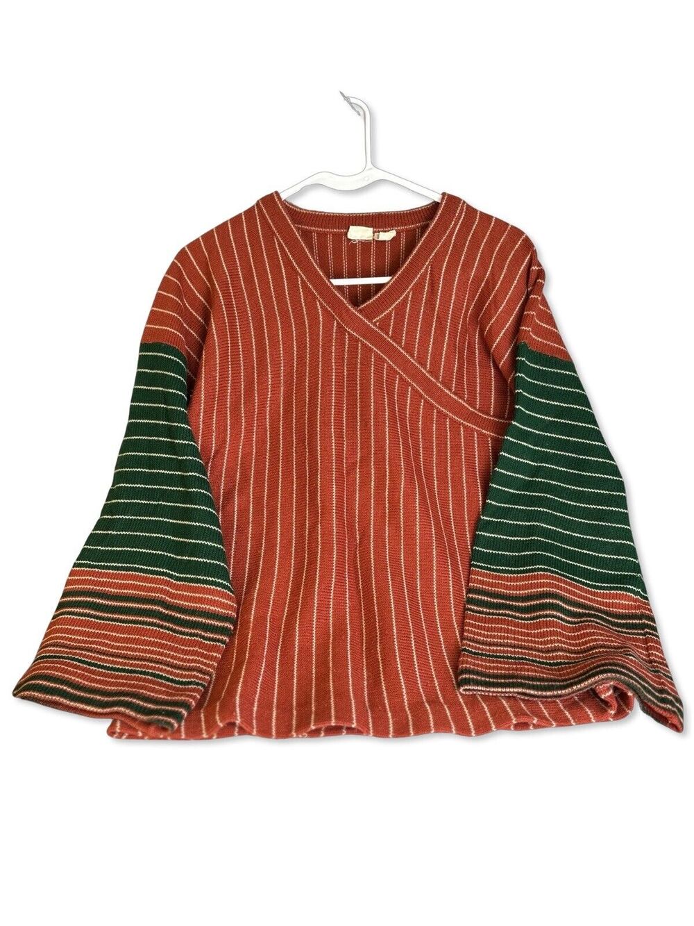 Vintage 90s Tom Boy Of California Striped Flare Sleeve Knit Sweater